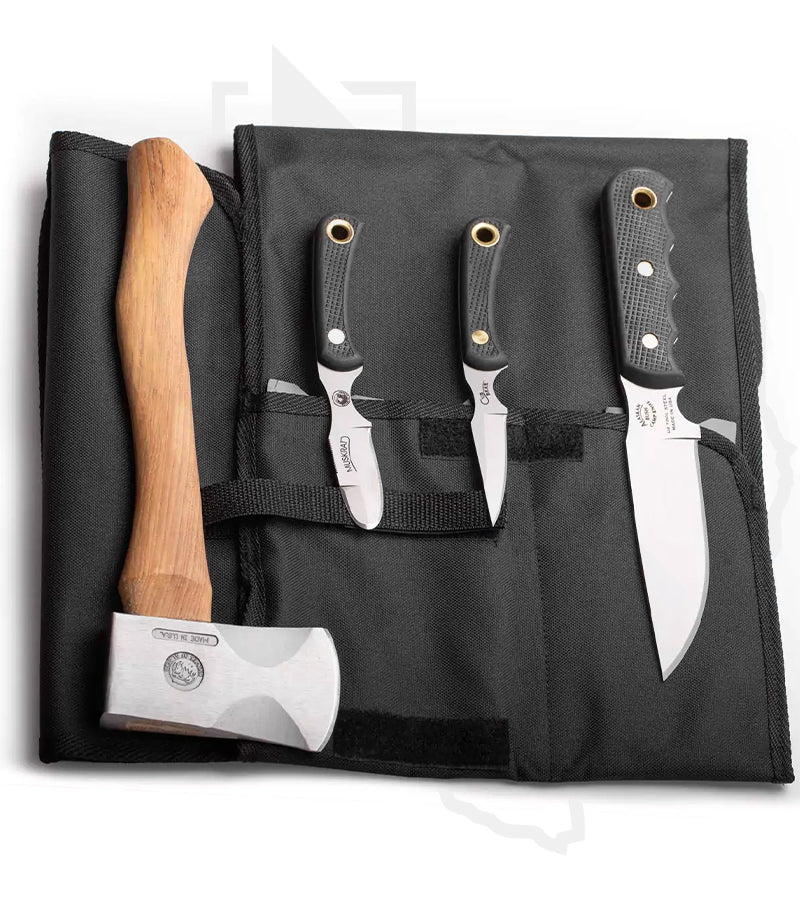 Knives of Alaska Hunter's Pro Pack 00250FG - American Red Hickory, Black Suregrip