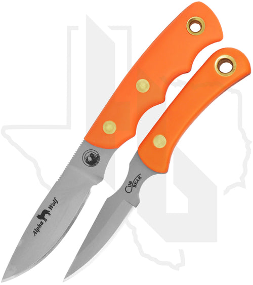 Knives of Alaska Alpha Wolf/Cub Bear Combo 00360FG - Orange Suregrip