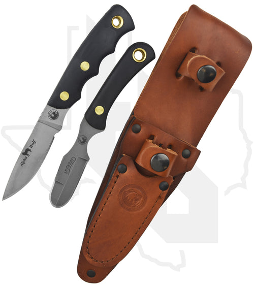 Knives of Alaska Alpha Wolf/Muskrat Combo 00362FG - Black Suregrip
