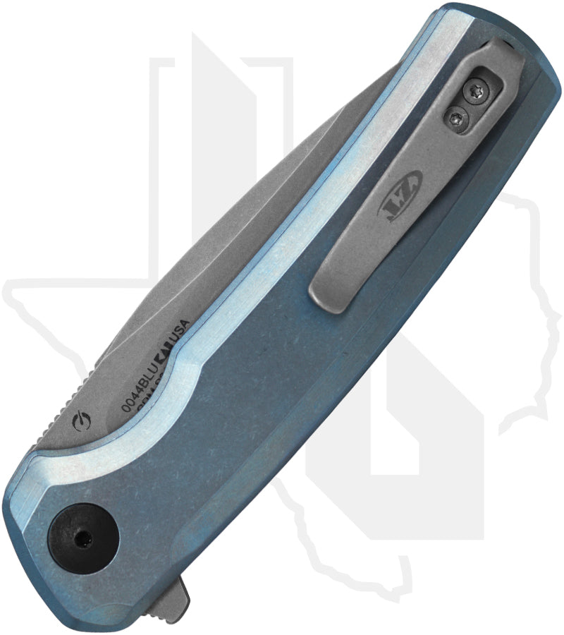 Zero Tolerance 0044BLU - Stonewashed Blue Titanium, Working Finish