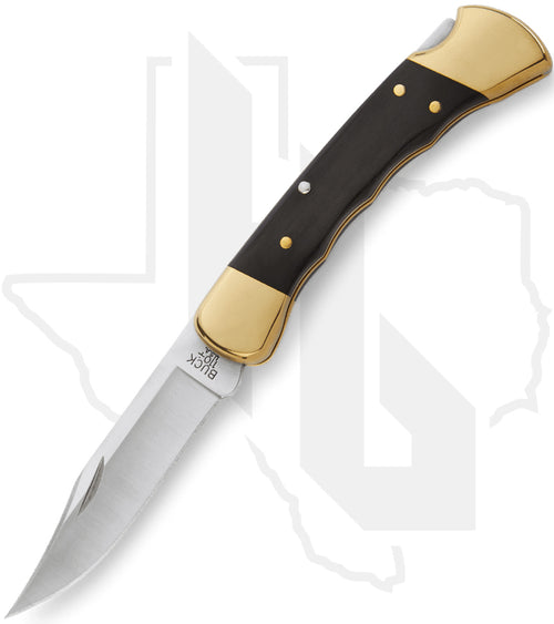 Buck 110 Folding Hunter 0110BRSFG - Finger Grooves, Ebony, Brass