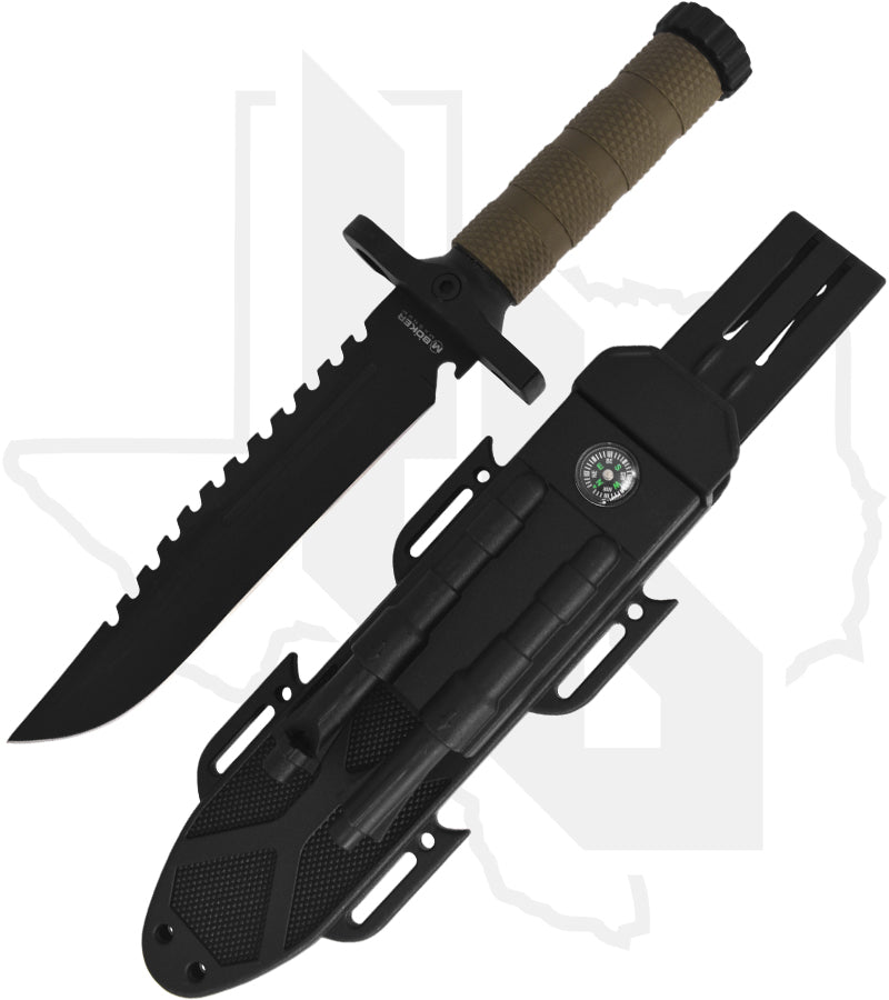 Boker Magnum M-Spec Survival Knife 02SC005 - Olive Green FRN, Black