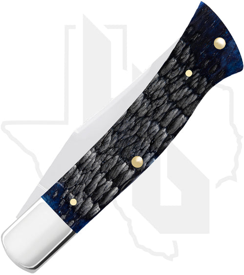 W.R. Case Axe Handle 06888 - Navy Blue Bone, Rogers Jig (BR61135 SS)