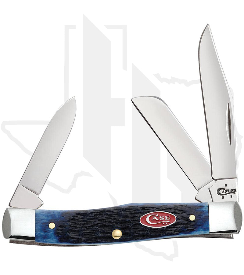 W.R. Case Medium Stockman 07049 - Navy Blue Bone, Rogers Jig (63032 SS)