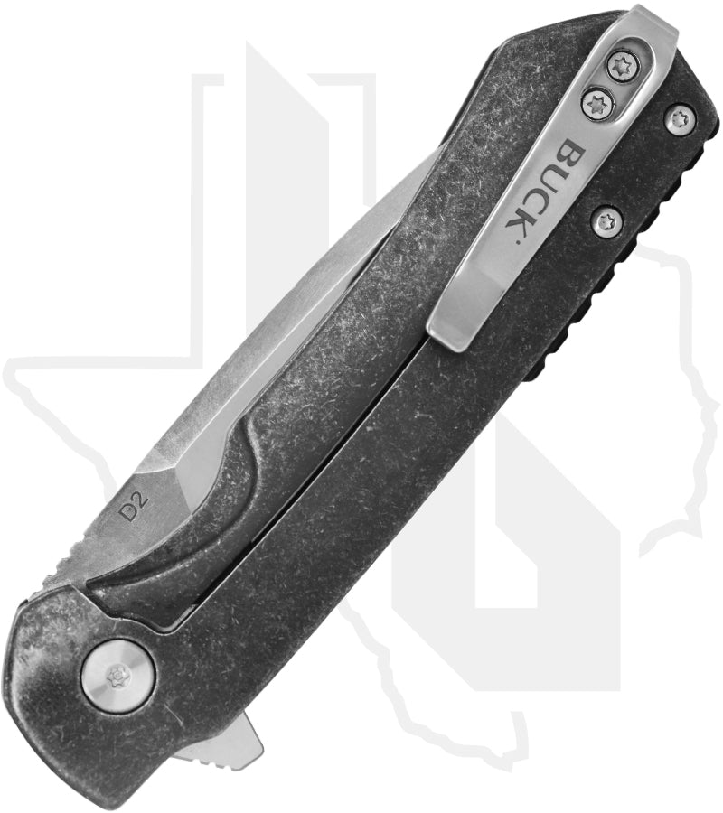 Buck Stinger 0714BKS - Black Aluminum w/ Carbon Fiber Inlay, Black Stonewashed Stainless Steel