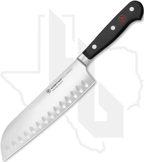 Wusthof Classic 7 in. Santoku 1040131317 - Black, Hollow Edge