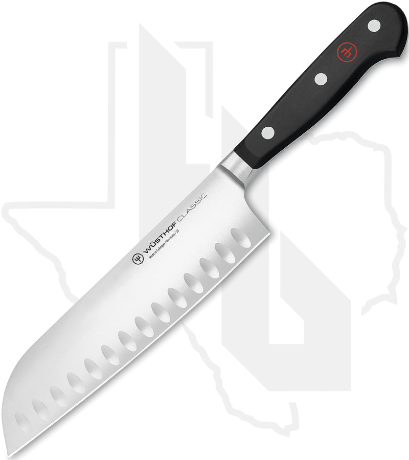 Wusthof Classic 7 in. Santoku 1040131317 - Black, Hollow Edge