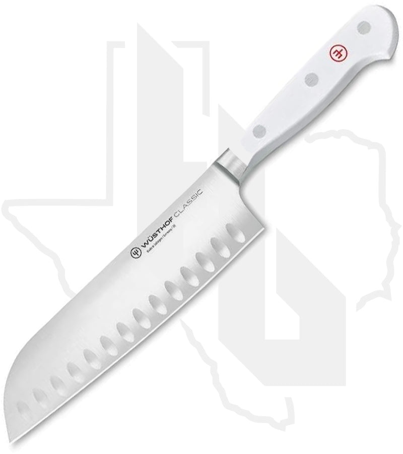 Wusthof Classic 7 in. Santoku 1040231317 - White, Hollow Edge
