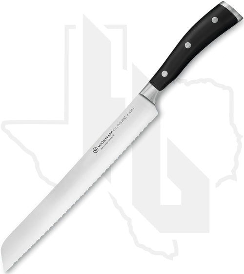 Wusthof Classic Ikon 9 in. Double Serrated Bread Knife 1040331123 - Black