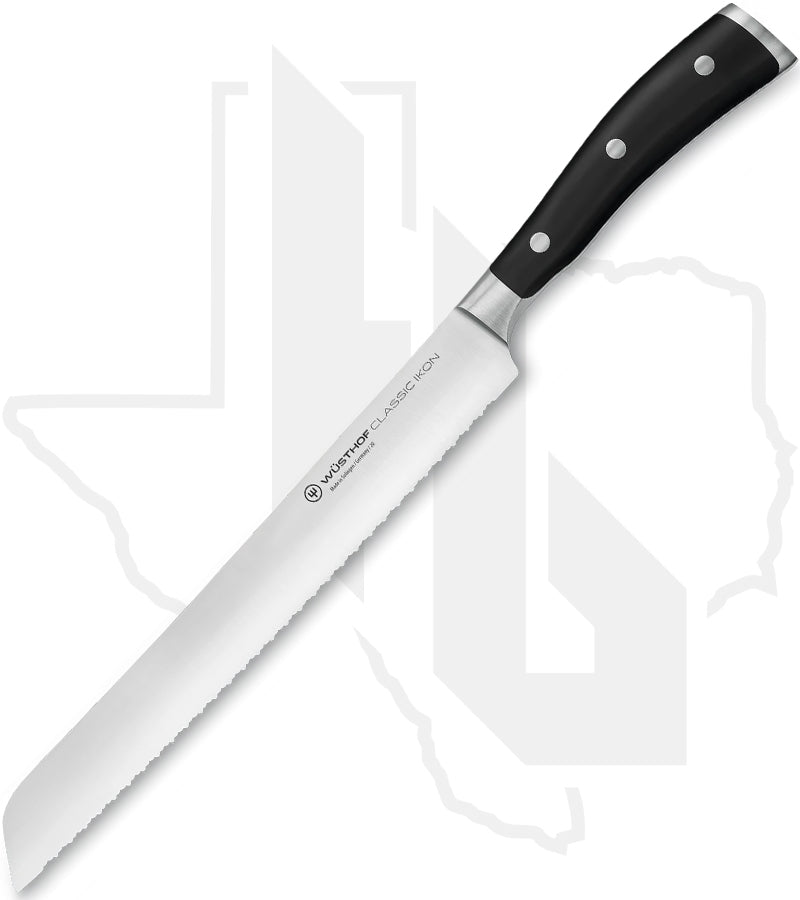 Wusthof Classic Ikon 9 in. Double Serrated Bread Knife 1040331123 - Black
