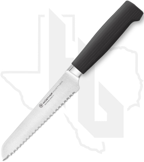 Wusthof Partner 5 in. Serrated Utility Knife 1061831614 - Black Polymer
