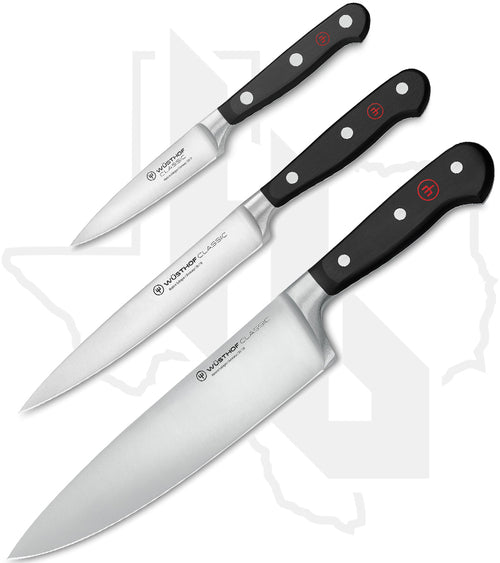 Wusthof Classic 3 Pc Chef's Knife Set 1120160301 - Black