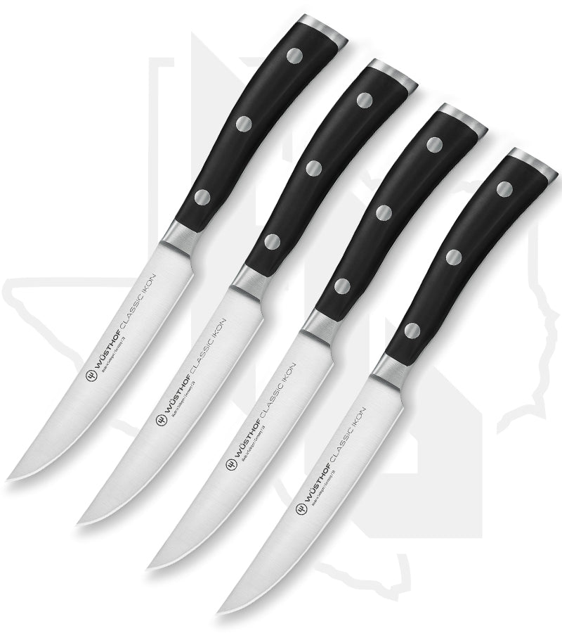 Wusthof Classic Ikon 4 Pc Steak Knife Set 1120360401 - Black