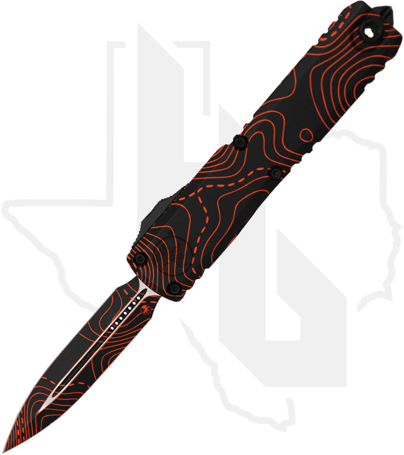 Microtech Signature Series Gen IV Ultratech 11224-1TPBKORCS - Double Edge, Black/Orange Topographic