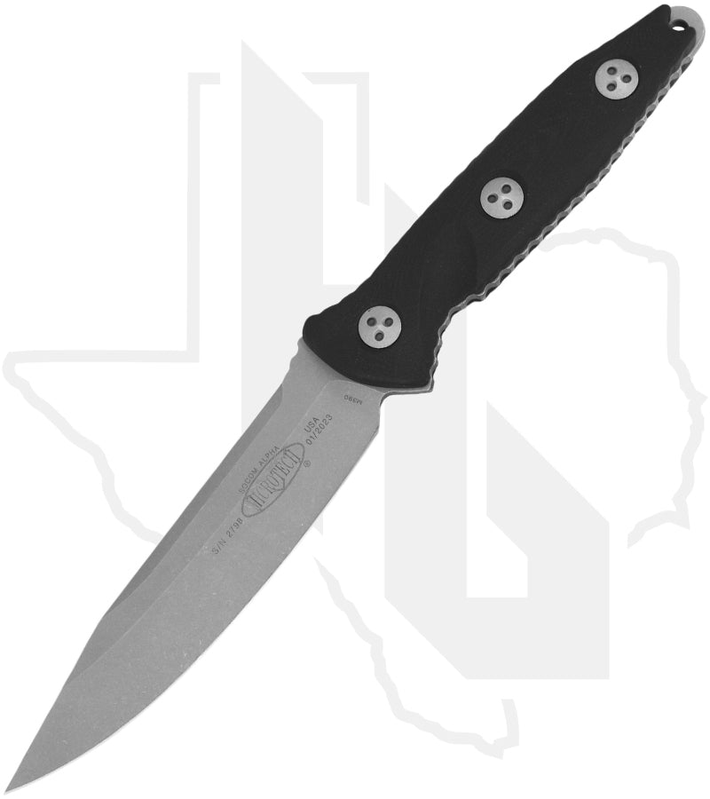 Microtech Socom Alpha 113-10AP - Single Edge, Apocalyptic, Black G-10