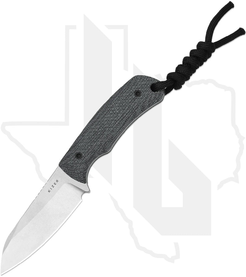 Kizer Field Mouse 1135A3 - Black Norplex UltreX Micarta, Stonewashed
