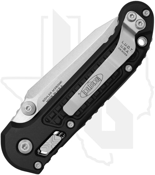 Microtech L.U.D.T. Ram-Lok 1136RL-10FR - Tanto Edge, Stonewashed, Black Frag Pattern Aluminum