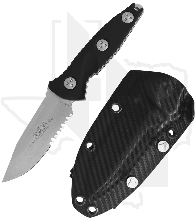 Microtech Socom Alpha Mini 113M-11 - Single Edge, Stonewashed, Black G-10