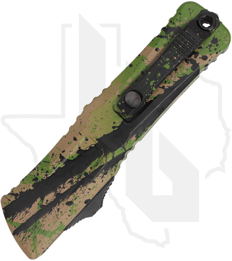 Microtech Signature Series Gen III Combat Troodon 1142-1ODTABKSPLS - Double Edge, Green & Tan with Black Splatter