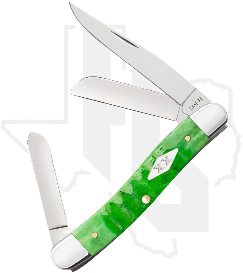 W.R. Case Medium Stockman 11442 - Bright Green Bone, Gator Jig (6318 SS)