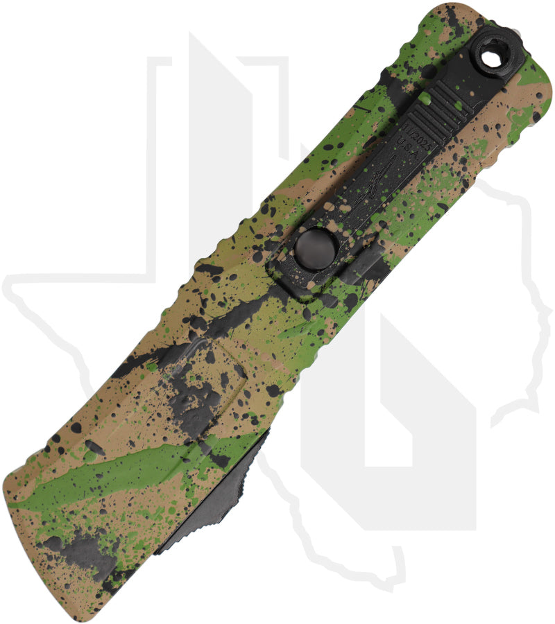 Microtech Signature Series Gen III Combat Troodon 1146-1ODTABKSPLS - Bowie, Green & Tan with Black Splatter