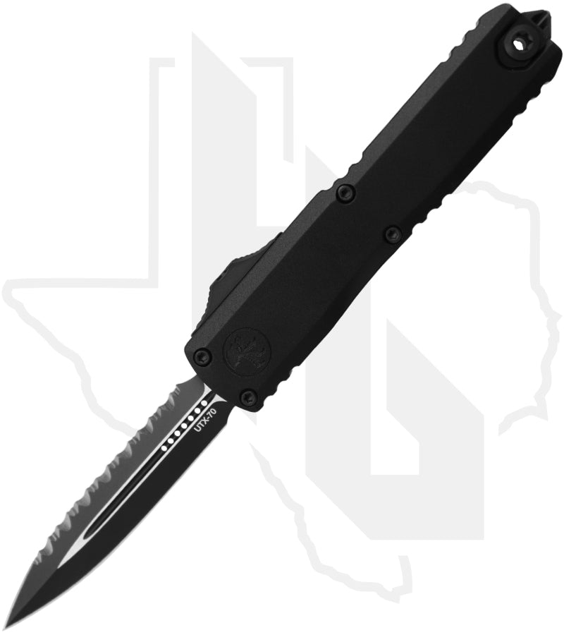 Microtech Gen IV UTX-70 11474-3T - Double Edge, Black, Black Aluminum
