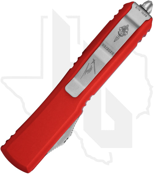 Microtech Ultratech 119R-10RDS - Hellhound Razor, Stonewashed, Red Aluminum
