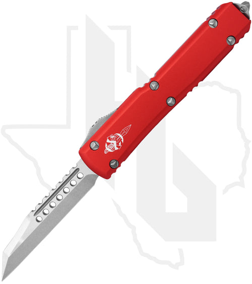Microtech Ultratech 119W-10RDS - Warhound, Stonewashed, Red Aluminum