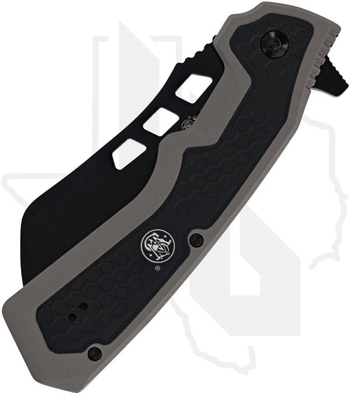 Smith & Wesson Extraction & Evasion Assisted Cleaver 1208414 - Gray/Black Rubberized Aluminum, Black Oxide