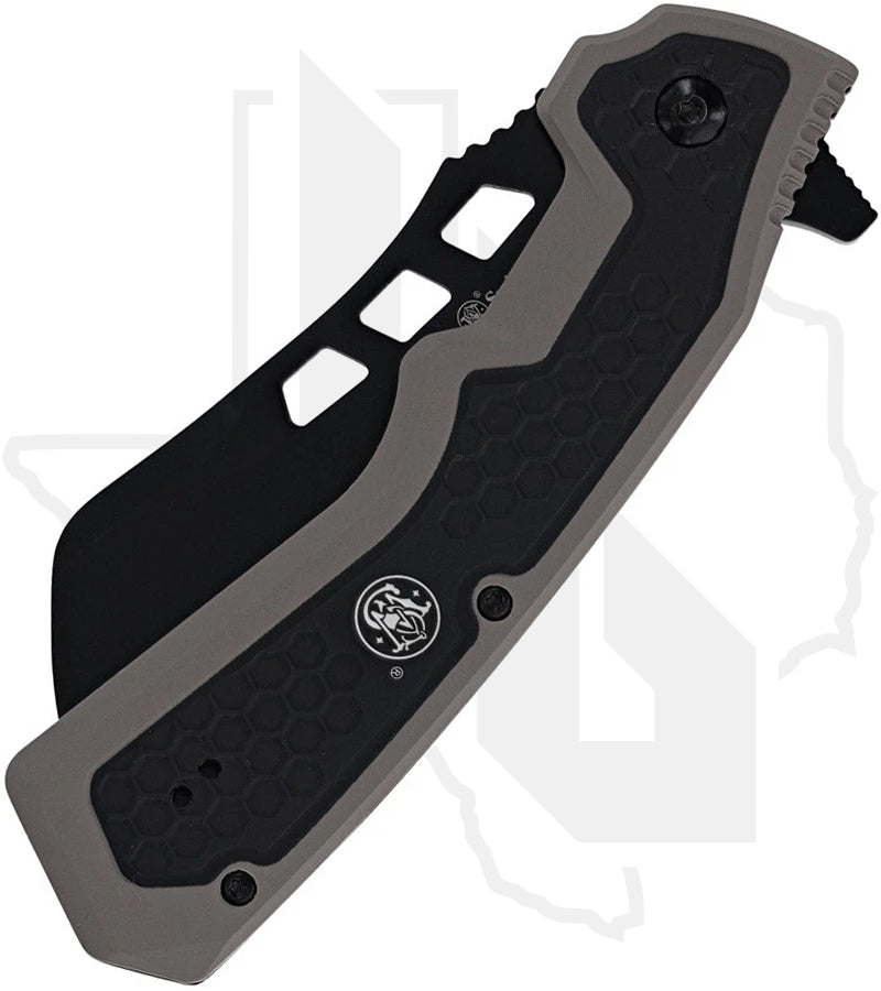 Smith & Wesson Extraction & Evasion Assisted Cleaver 1208414 - Gray/Black Rubberized Aluminum, Black Oxide