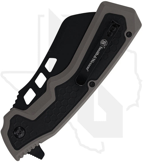 Smith & Wesson Extraction & Evasion Assisted Cleaver 1208414 - Gray/Black Rubberized Aluminum, Black Oxide