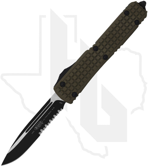 Microtech Ultratech 121-2FRGTODS - Single Edge, Black, Frag Pattern OD Green G-10, Black Aluminum