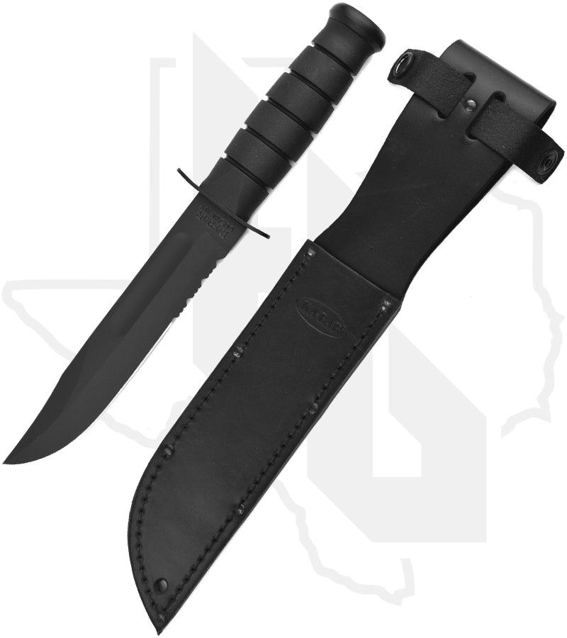 KA-BAR Full Size Fighting/Utility Knife 1212 - Black Kraton G, Serrated Edge