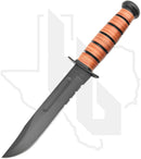 KA-BAR USMC Fighting/Utility Knife 1218 - Brown Leather, Serrated Edge