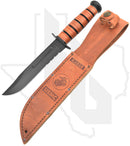 KA-BAR USMC Fighting/Utility Knife 1218 - Brown Leather, Serrated Edge