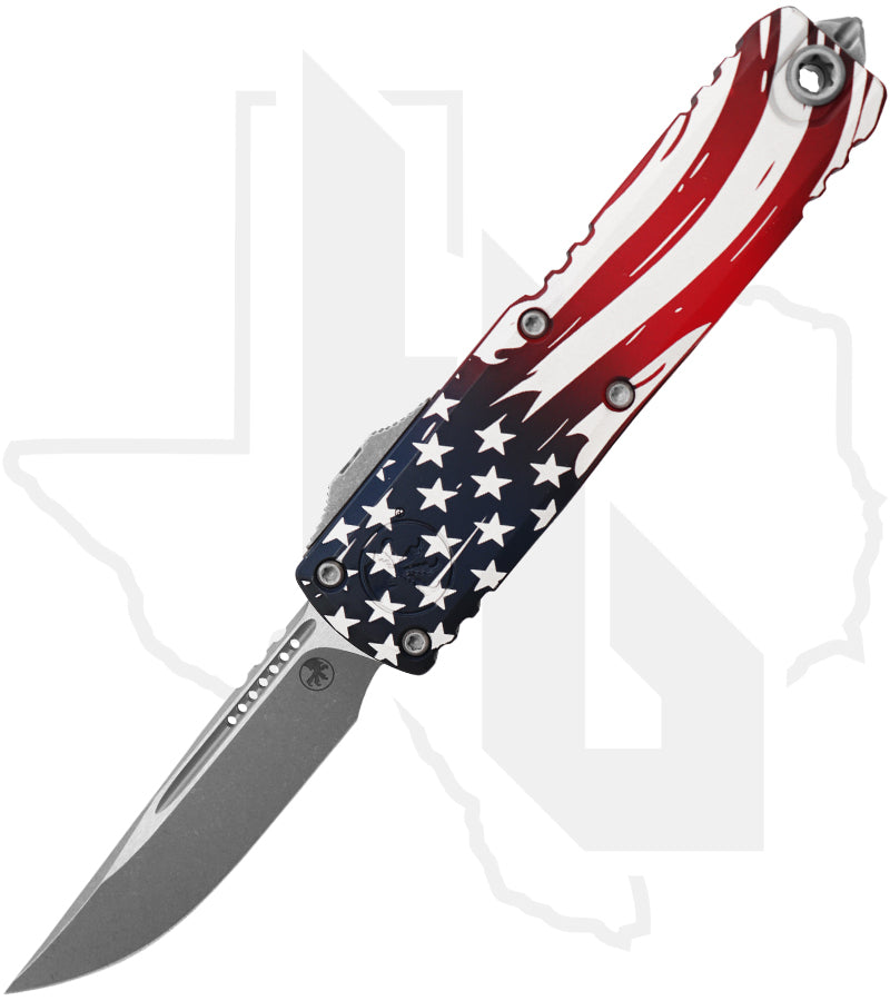 Microtech Signature Series Gen IV UTX-85 12314-10APS-4J250 - Single Edge, Apocalyptic, American Flag Aluminum
