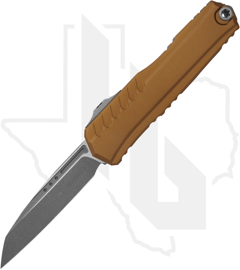 Microtech Cypher II 1241-10APTA - Single Edge, Apocalyptic, Tan Aluminum