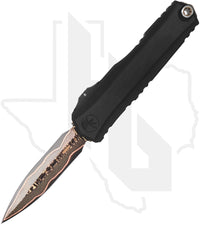Microtech Marfione Select Cypher II 1242-16MS1 - Double Edge, Baker Forge Coppermai Damascus, Black Aluminum, Tritium Button