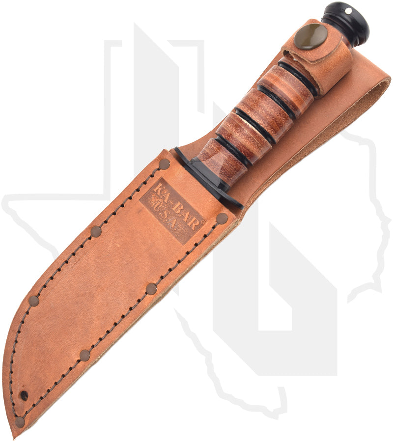 KA-BAR Single Mark Short Utility 1251 - Brown Leather, Straight Edge