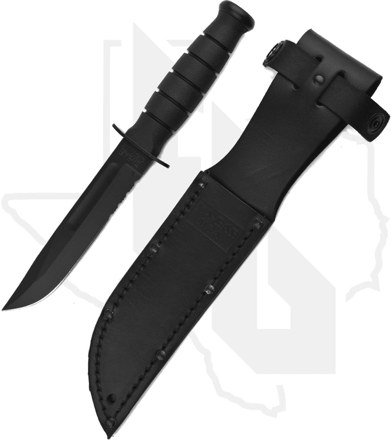 KA-BAR Short Fighting/Utility Knife 1257 - Black Kraton G, Serrated Edge