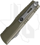 Microtech Signature Series Luminary ZBP 1270-10APMGS - Double Edge, Apocalyptic, Moss Green Aluminum, Tritium Button