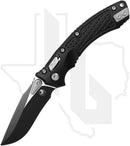 Microtech Amphibian Mini 137MRL-1FR - Single Edge, Black, Frag Pattern Black Aluminum