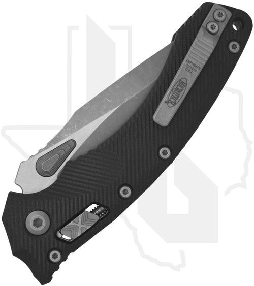 Microtech Amphibian 137RL-10APFLGTBK - Single Edge, Apocalyptic, Fluted Black G-10