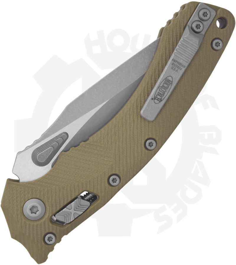 Microtech Amphibian 137RL-10APFLGTOD - Single Edge, Apocalyptic, G-10, Fluted, OD Green