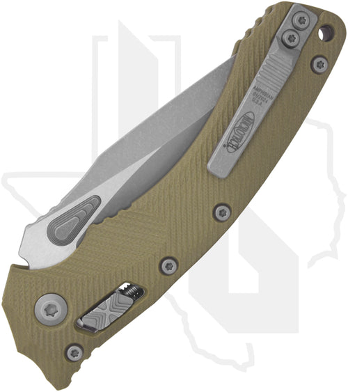 Microtech Amphibian 137RL-10APFLGTOD - Single Edge, Apocalyptic, Fluted OD Green G-10