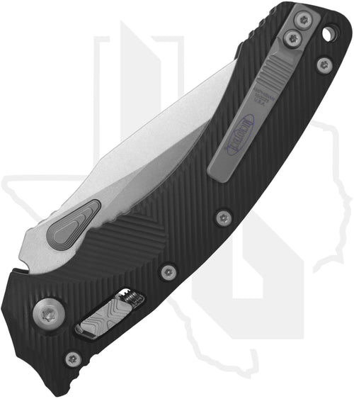 Microtech Amphibian 137RL-10FL - Single Edge, Stonewashed, Fluted Black Aluminum