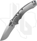 Microtech Marfione Select Amphibian 137RL-10MS2 - Stonewash Finish, Stonewash Slab Side Titanium, Blue Accents, Double Vapor Blast