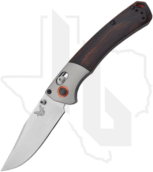 Benchmade Hunt Class Mini Crooked River 15085-2 - Stabilized Wood, Gray Aluminum, Stonewashed