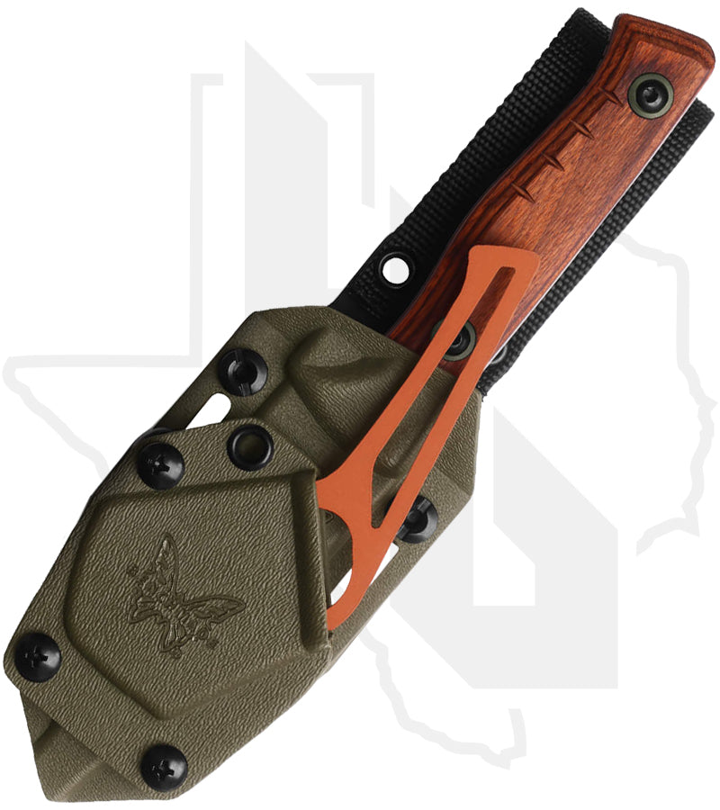 Benchmade Hunt Class SlipRidge Fixed Combo 15650-COMBO - Stabilized Wood, Stonewashed, Rust Orange Cerakote Hook