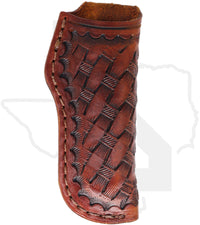 A & M Leather #16 Trapper Sheath 16-LB-BW - Brown, Vertical, Basket Weave